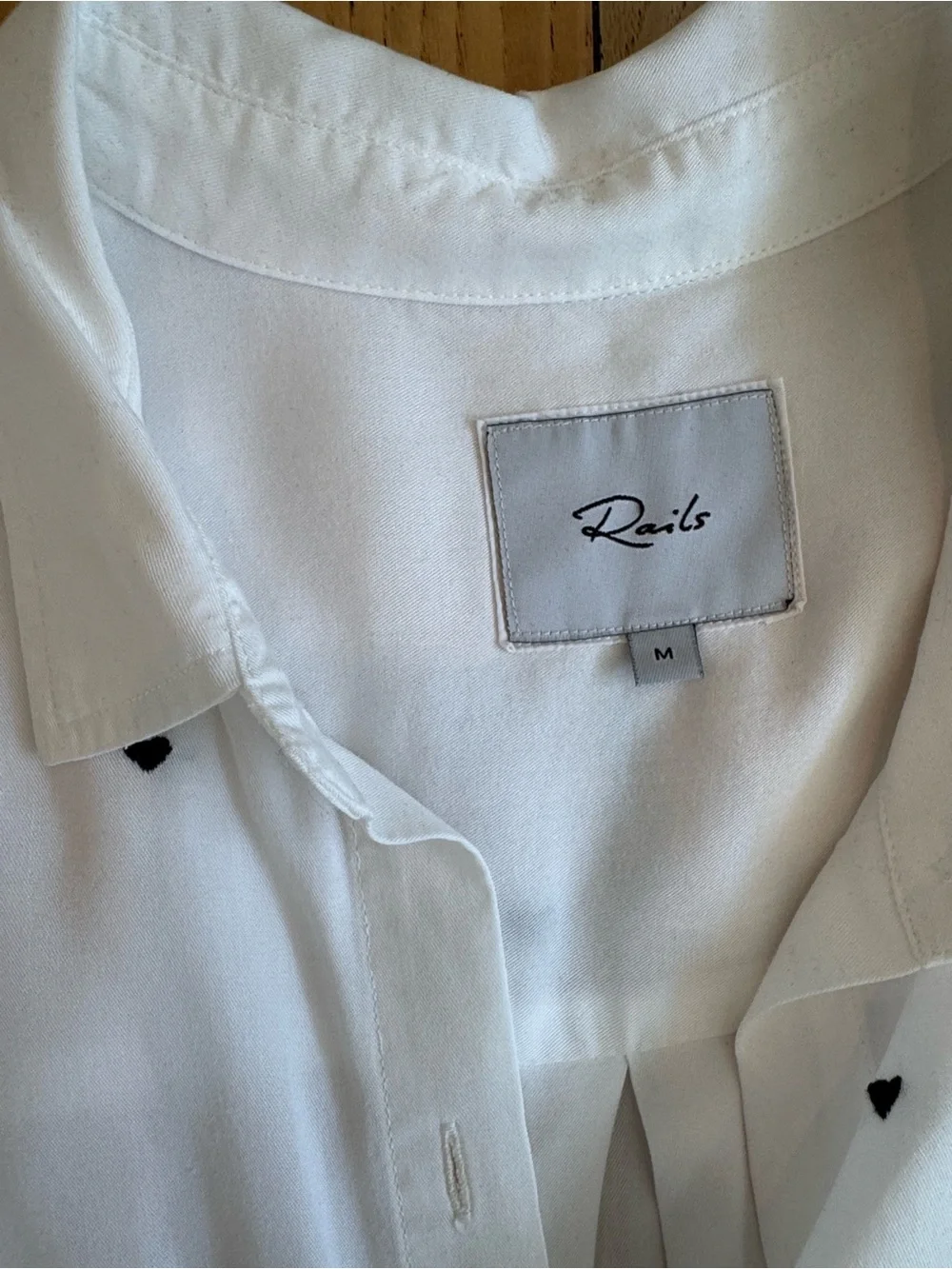 Rails White Button-Down Shirt with Black Heart Print - Picture 3 of 4